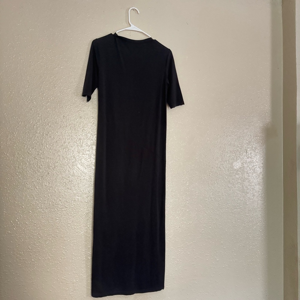 Another Tomorrow Black Elbow Sleeve Midi Dress - Picture 3 of 8